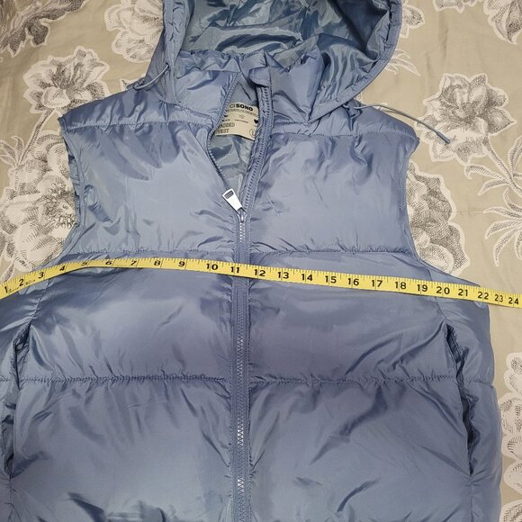 CI SONO Pale Blue Hooded Puffer Zip Vest Juniors Size L = Ladies Medium - Picture 7 of 8